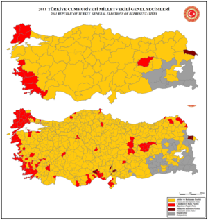 2011 Türkiye Genel Seçimleri: Arka plan, Seçime katılan partiler, İllerin çıkardıkları milletvekili sayıları