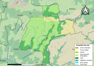 Mapa de colores que muestra el uso de la tierra.