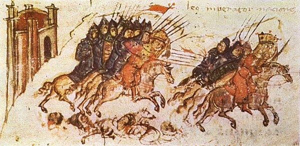 The battle of Versinikia from the 14th century Bulgarian copy of the Manasses Chronicle.