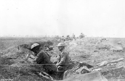 The 35th Battalion's position near Lena Wood, 8 August 1918