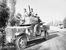 An Armoured Car of No. 2 Armoured Car Company RAF waits outside Baghdad, while negotiations for an armistice take place between British officials and the rebel government, May 1941. A Fordson Armoured Car of No. 2 Armoured Car Company RAF waits outside Baghdad, while negotiations for an armistice take place between British officials and the rebel government during the Iraqi Revolt, May 194 CM923.jpg