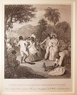 Engraving 'after Agostino Brunias' (ca 1801) entitled A Negro Festival drawn from Nature in the Island of St Vincent. National Maritime Museum, Greenwich A Negro Festival drawn from Nature in the Island of St Vincent.JPG