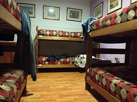 A shared room with six bunks at a hostel in Santiago de Chile