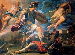 Painting of Aeneas subduing King Turnus