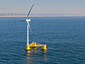 Image 33The world's second full-scale floating wind turbine (and first to be installed without the use of heavy-lift vessels), WindFloat, operating at rated capacity (2  MW) approximately 5  km offshore of Póvoa de Varzim, Portugal (from Wind power)