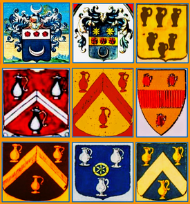 Armoiries contemporaines et anciennes de la famille de Potter issue de Renaix, Frasnes, Douai, Humbert-Pottier.