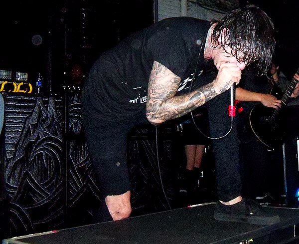 Carlile performing with Of Mice & Men in 2011