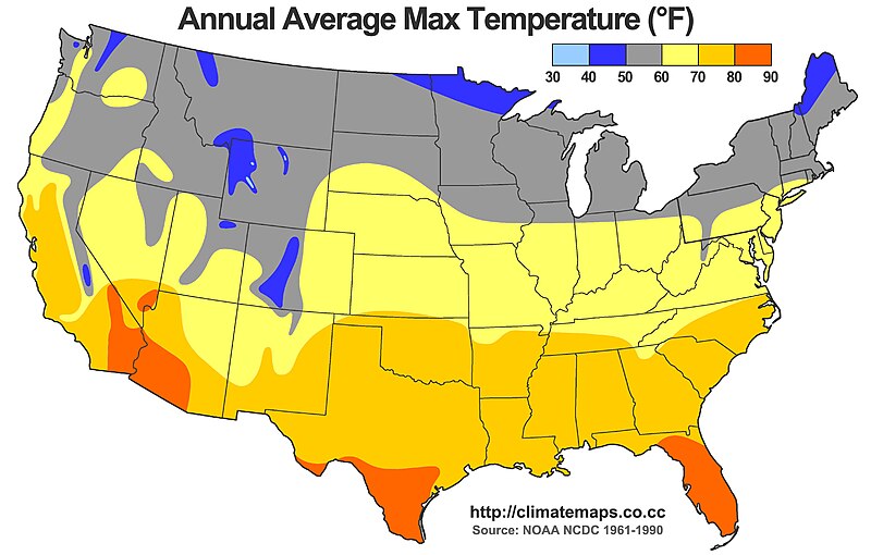 File:Average Annual High Temperature of the United States.jpg