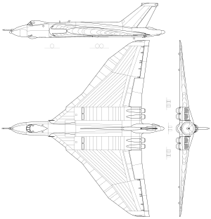 Avro Vulcan B.2 3-view line drawing.svg