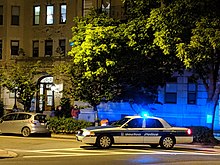 Boston Police cruiser near Berklee College of Music BPD Cruiser at night with lights activated .jpg