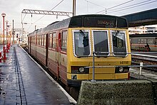 141118 2 car unit in West Yorkshire PTE Metro livery at Doncaster in 1994 BR 141118.jpg