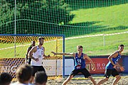 Deutsch: Beachhandball Europameisterschaften 2019 (Beach handball Euro); Tag 4: 5. Juli 2019 – Männer, Viertelfinale, Dänemark-Frankreich 2:0 (19:14, 12:10) English: Beach handball Euro; Day 4: 5 July 2019 – Quarter Final Men – Denmark-France 2:0 (19:14, 12:10)