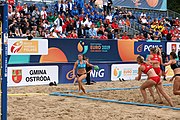 Deutsch: Beachhandball Europameisterschaften 2019 (Beach handball Euro); Tag 5: 6. Juli 2019 – Frauen, Halbfinale, Kroatien-Dänemark 1:2 (12:19, 17:10, 4:7) English: Beach handball Euro; Day 5: 6 July 2019 – Semifinal Men – Croatia-Denmark 1:2 (12:19, 17:10, 4:7)