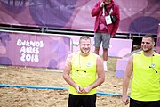 Deutsch: Beachhandball bei den Olympischen Jugendspielen 2018; Tag 6, 12. Oktober 2018; Mädchen, Hauptrundenspiel – Kroatien-Paraguay 2:0 English: Beach handball at the 2018 Summer Youth Olympics at 12 October 2018 – Girls Main Round – Croatia-Paraguay 2:0