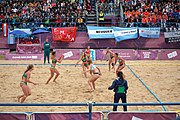 Deutsch: Beachhandball bei den Olympischen Jugendspielen 2018; Tag 5, 10. November 2018; Mädchen, Hauptrunde - Ungarn-Argentinien 1:2 English: Beach handball at the 2018 Summer Youth Olympics at 11 October 2018 – Girls Main Round – Hungary-Argentina 1:2