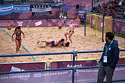 Deutsch: Beachhandball bei den Olympischen Jugendspielen 2018; Tag 5, 10. November 2018; Mädchen, Hauptrunde - Chinese Taipei (Taiwan)-Niederlande 1:2 English: Beach handball at the 2018 Summer Youth Olympics at 11 October 2018 – Girls Main Round – Chinese Taipei (Taiwan)-Netherlands 1:2