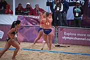 Deutsch: Beachhandball bei den Olympischen Jugendspielen 2018; Tag 5, 10. November 2018; Mädchen, Hauptrunde - Chinese Taipei (Taiwan)-Niederlande 1:2 English: Beach handball at the 2018 Summer Youth Olympics at 11 October 2018 – Girls Main Round – Chinese Taipei (Taiwan)-Netherlands 1:2