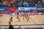 Deutsch: Beachhandball bei den Olympischen Jugendspielen 2018; Tag 5, 10. November 2018; Mädchen, Hauptrunde - Chinese Taipei (Taiwan)-Niederlande 1:2 English: Beach handball at the 2018 Summer Youth Olympics at 11 October 2018 – Girls Main Round – Chinese Taipei (Taiwan)-Netherlands 1:2