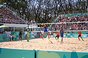 Deutsch: Beachvolleyball bei den Olympischen Jugendspielen 2018; Tag 11, 17. Oktober 2018; Jungen,Finale – Niederlande (Matthew Immers/Yorick de Groot)-Schweden (David Åhman/Jonatan Hellvig) 0:2 (20–22/15–21) English: Beach volleyball at the 2018 Summer Youth Olympics at 17 October 2018 – Final – Netherlands (Matthew Immers/Yorick de Groot)-Sweden (David Åhman/Jonatan Hellvig) 0:2 (20–22/15–21)