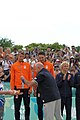 Deutsch: Beachvolleyball bei den Olympischen Jugendspielen 2018; Tag 11, 17. Oktober 2018; Jungen, Medaillenzeremonie - Gold: Schweden (David Åhman & Jonatan Hellvig), Silber: Niederlande (Matthew Immers & Yorick de Groot), Bronze: Argentinien (Bautista Amieva & Mauro Zelayeta) English: Beach volleyball at the 2018 Summer Youth Olympics at 17 October 2018 – Boys Victory ceremony - Gold: Sweden (David Åhman & Jonatan Hellvig), Silver: Netherlands (Matthew Immers & Yorick de Groot), Bronze: Argentina (Bautista Amieva & Mauro Zelayeta)