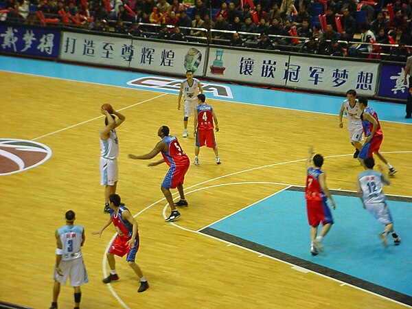 Beijing Ducks playing against Xinjiang Flying Tigers in the Shougang Basketball Centre, Shijingshan District, Beijing