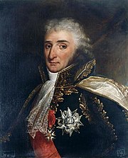 Portrait of Augereau in marshal's uniform with curly hair and long sideburns