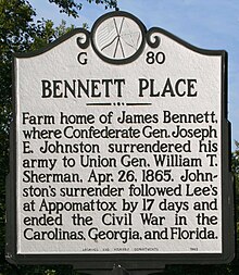 The Bennett Place marker Bennett Place marker.jpg