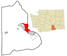 Benton County Washington Incorporated and Unincorporated areas Richland Highlighted.svg