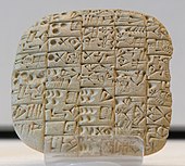 Bill of sale of a field and house, from Shuruppak; circa 2600 BC; height: 8.5 cm, width: 8.5 cm, depth: 2 cm; Louvre