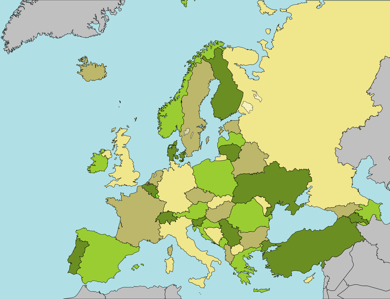 Colour Map Of Europe File:Blank map europe coloured.svg   Wikimedia Commons