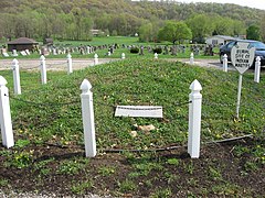 Burial site of the Moravian Christian Indian Martyrs, who were murdered by U.S. militiamen in the Gnadenhutten massacre Burial Site of Indian Martyrs.jpg