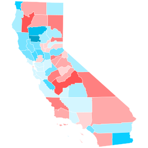 California counties shift 1954 (special)-1956 senate.svg