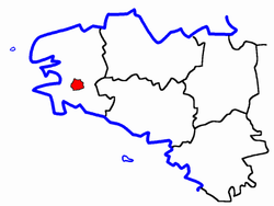 Kanton Briec na mapě regionu Bretaň