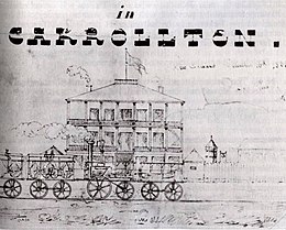 The New Orleans and Carrollton Railroad in 1835 CarrolltonTrain1835.jpg