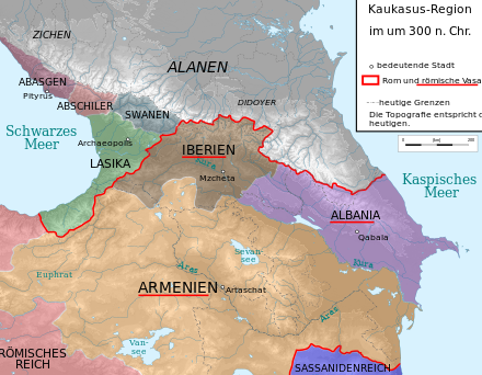 Map of the Caucasus region at the beginning of the 4th C.