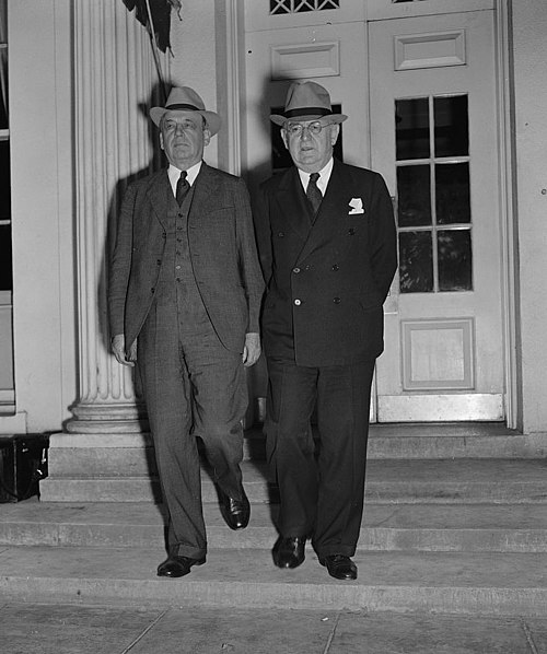 Charles Merriam (left) and Louis Brownlow at the White House in 1938.