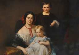 Charlotte Fould (1826-1917), marquise de Breteuil, avec deux de ses enfants.
