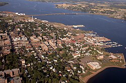 Aerial view of Charlottetown, Prince Edward Island's capital and largest city Charlottetown aerial photo.jpg