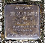 Christian Daniel Nussbaum, Stolperstein in der Barbarastr. 1 in Freiburg