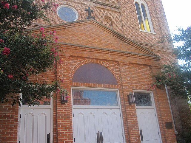 The Basilica of the Immaculate Conception in Natchitoches is located across from the old Courthouse Museum