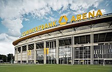 Exterior view of the former Commerzbank Arena (originally named Waldstadion, today known as the Deutsche Bank Park for sponsorship reasons) Commerzbank Arena.jpg