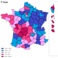 Évolution des résultats par département entre les élections présidentielles de 1981 et de 2007.