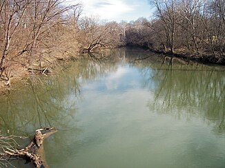 Conococheague Creek nær mundingen ved Williamsport, Maryland i Chesapeake og Ohio Canal National Historical Park