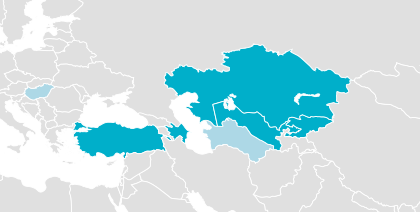 Member states of Turkic Council and Hungary, an observer state Conseilturcique.svg