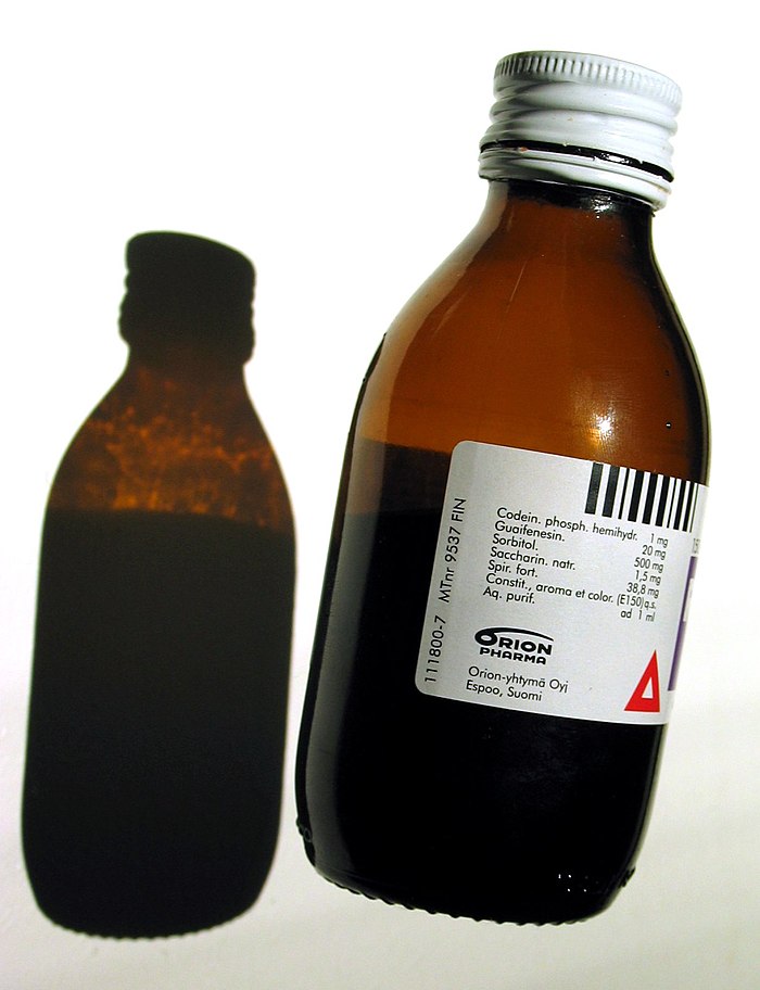 A bottle of cough syrup