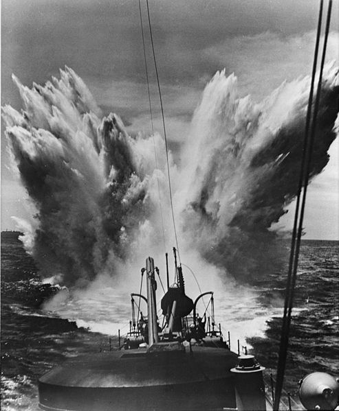 File:Depth charge explosion during Battle of the Atlantic c1943.jpg