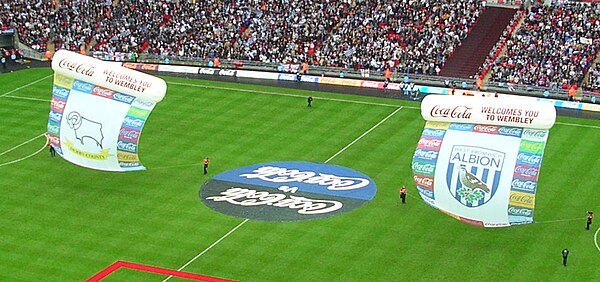 Derby County and West Bromwich Albion crests before kick-off