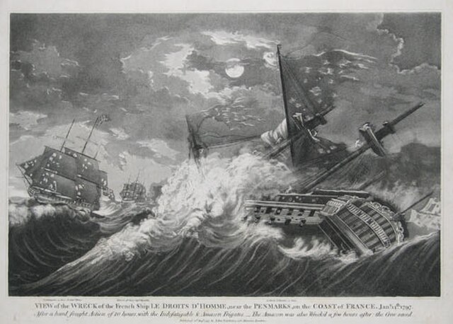 View of the wreck of the French ship Le Droits de l'Homme, by John Fairburn