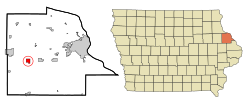 Dubuque County Iowa Incorporated and Unincorporated areas Farley Highlighted.svg