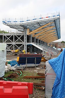 New grandstand at Raeburn Place under construction, 2019 Edinburgh Accies Grandstand (geograph 6259173).jpg